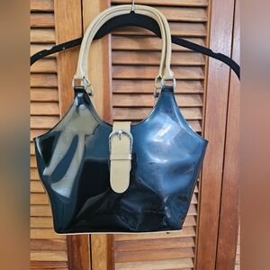 Beijo Black Patent Leather Shoulder Bag | Chic & Functional
